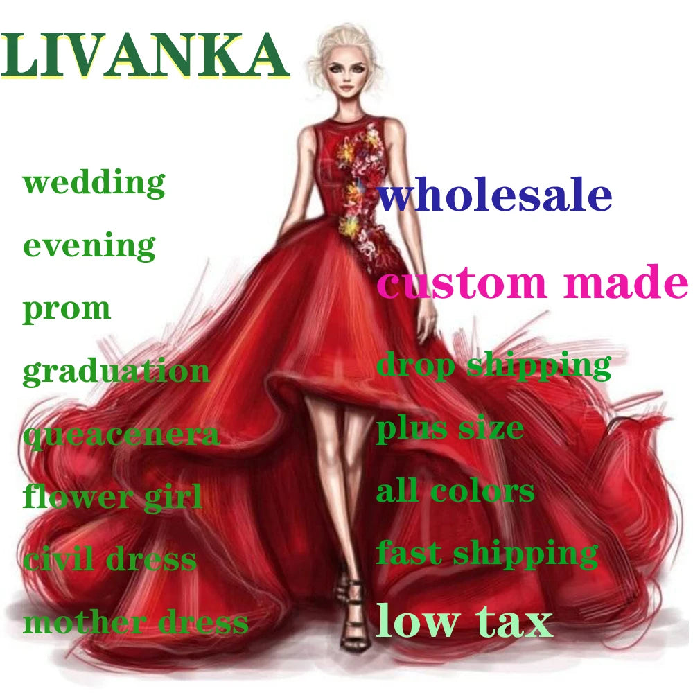 LIVANKA Charming Mermaid Petals Evening Dresses with Pearls Cloak Rhinestones Party Gown Vestido De Formatura Customized