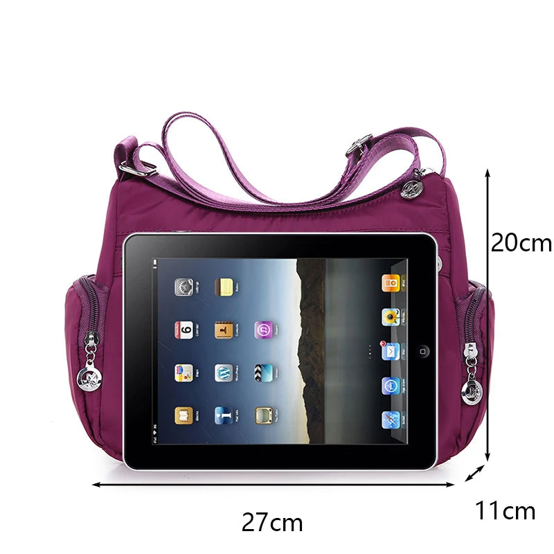 Large Capacity Waterproof Nylon Shoulder Bag Multi-Pocket Crossbody Bag Female Bag Shopping Travel Lady Handbag Leisure Purse