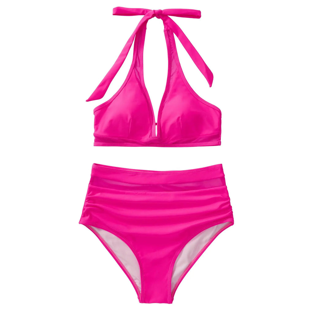 High Waist Bikini Set Sexy Push Up Swimsuit Women Black Beachwear Tummy Control Swimwear Adjustable Bathing Suit Bikinis 2024