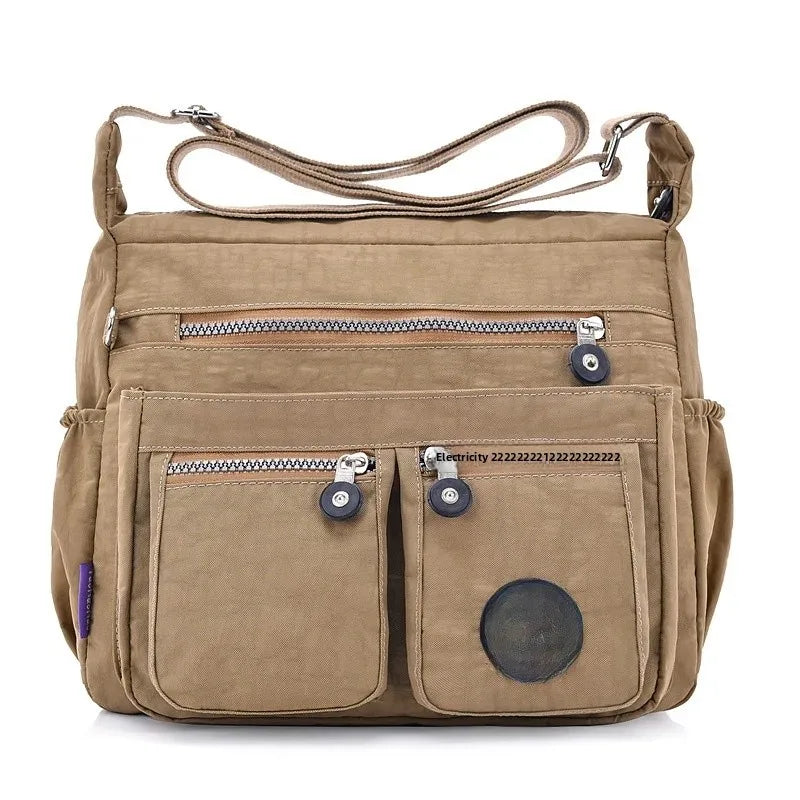 Versatile Waterproof Nylon Single Shoulder Bag for Women Lightweight Travel Crossbody Bag with Internal Zipper And Polyester Lin