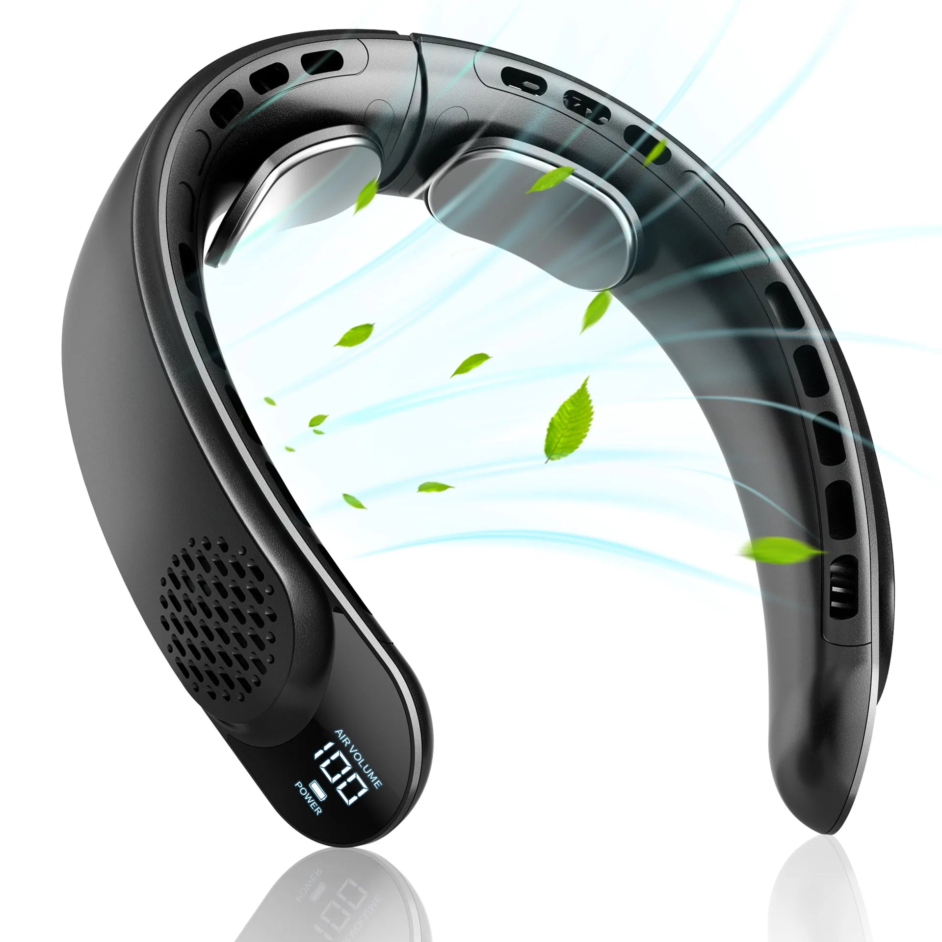 Neck Fan 360° Cooling Bladeless USB Rechargeable 4000mAh Portable Hanging Fan LED Display 3 Speed Quiet Personal Wearable Fan