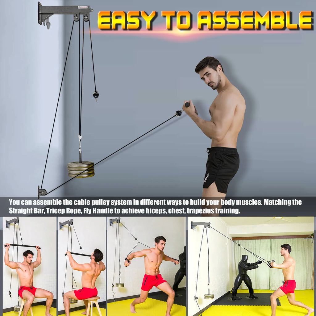 Fitness Wandmontiertes Rollensystem, Gewichtskabel-Rollensystem, Geeignet für Krafttraining im Fitnessstudio, Latzug, Fitness