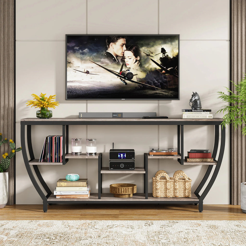 Tribesigns 70.9 Inch Long Sofa Table with Shelves, Rustic Console Table with Storage, Industrial Entryway Table TV Stand