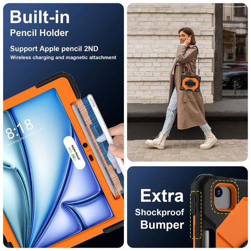 360 Rotatable Hybrid Case iPad 10th 11th Generation A16 7/8/9th 10.2 9.7 Pro 11 Air 13 M2 M3 M4 Air 5 4 10.9 Mini 7 6 5 Cover