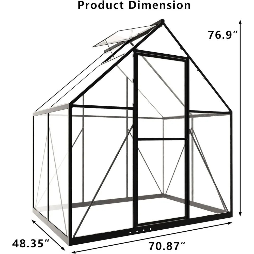 6 x 4 FT Polycarbonate Greenhouse, Winter Greenhouses for Outdoors, Outdoor Greenhouse with Roof Air Vent, Heavy Duty