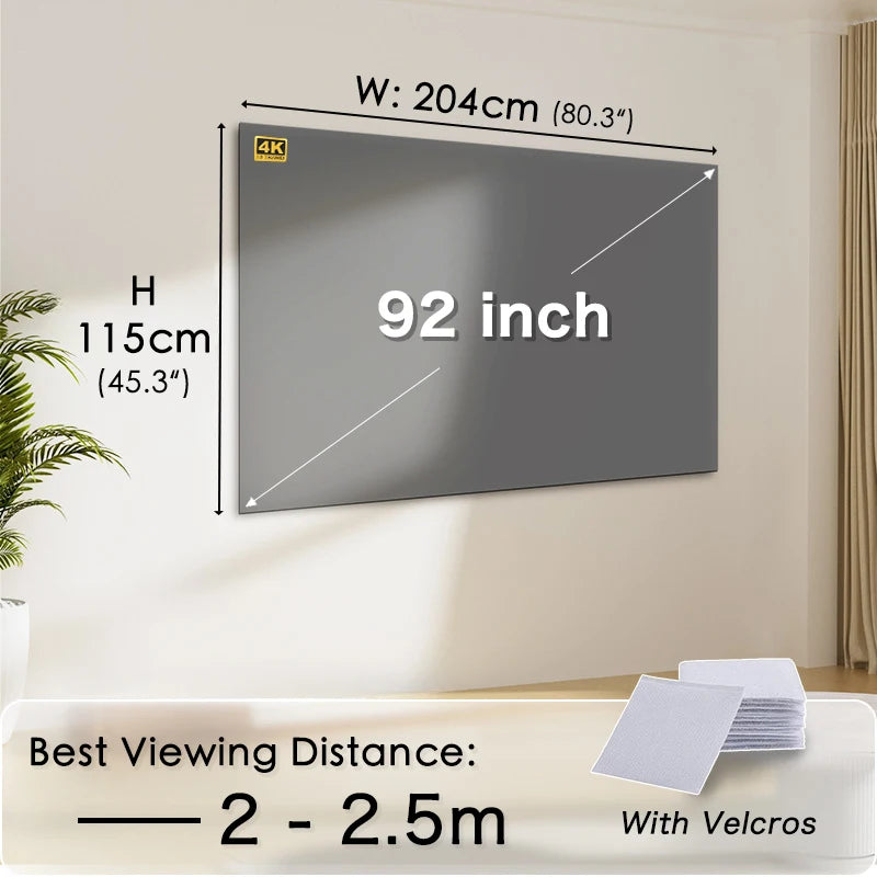 Portable Projector Screen 16:9 Foldable Projection Screens Home Cinema House Indoor Outdoor Theater 4K HD 1080P Anti Light Flat