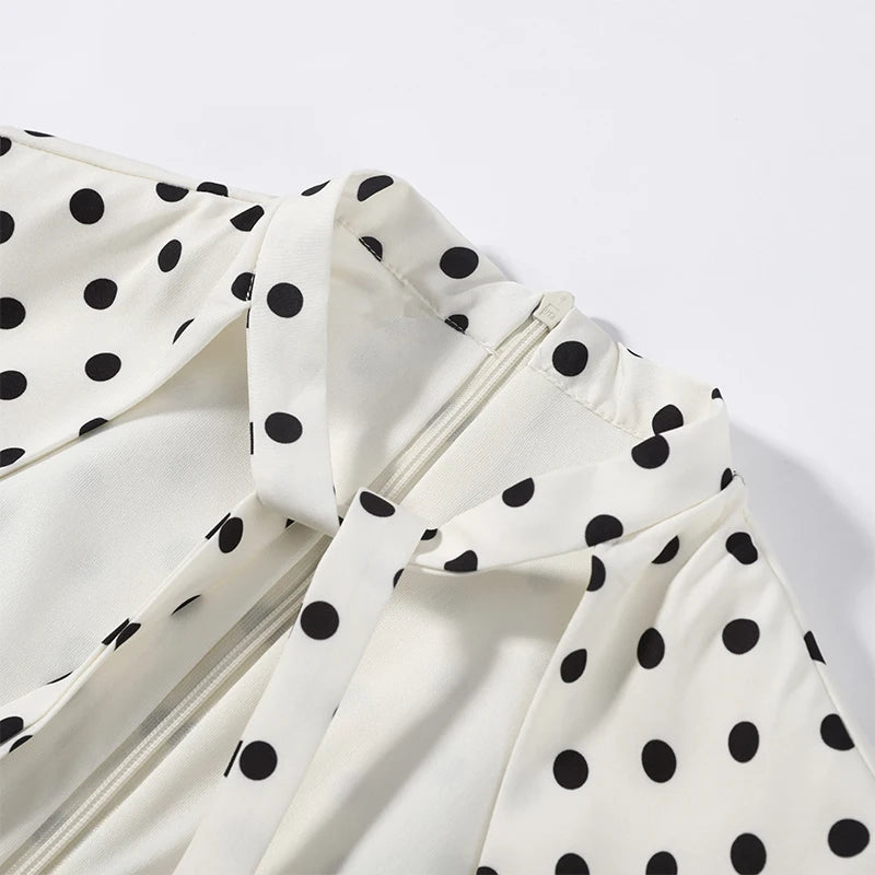 Sexy Women's Dress Halter Lace Up Short Sleeve Polka Print Female Dresses 2026 Early Spring New Fashion Chic Party Lady Robes