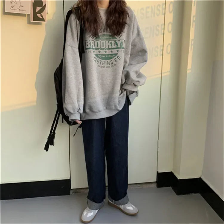 Women Hoodies Office Lady Loose Coat Korean Fashion Sweatshirts Letter Printed Pullovers 2024 Spring Woman clothing Y2k Hoodies