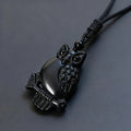 Real Obsidian Owl Pendant Necklace Natural Jewelry Charm Luxury Talismans Amulet Men Fashion Vintage Carved Gifts for Women
