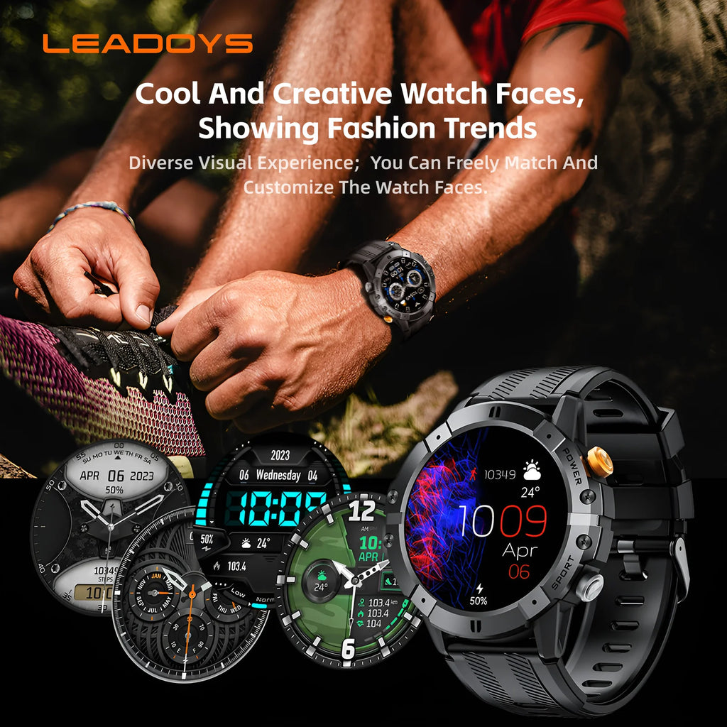 Rugged Fitness Smartwatch - 100+ Professional Sport Modes, Life Waterproof, Smart Message Notifications, Precision Sleep Tracker