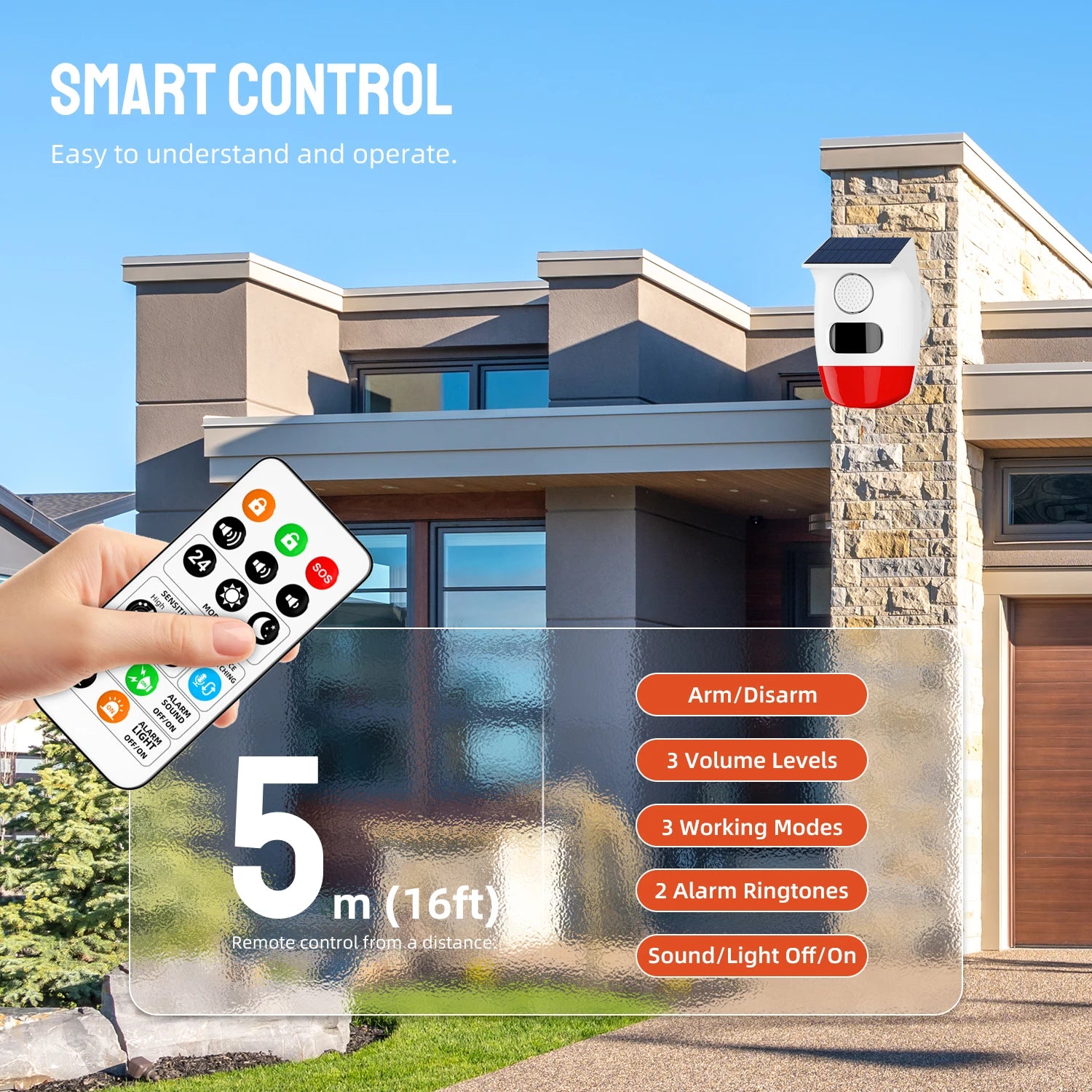 PGST 120dB Solar Independent Alarm Detector PIR Infrared Motion Sensor Siren Horn Home Security Protection Outdoor Waterproof