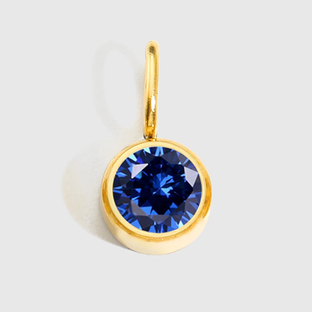 St-Delan Stainless Steel Round Bezel CZ Birthstone Charms Multicolor Crystal Pendant for DIY Jewelry Making