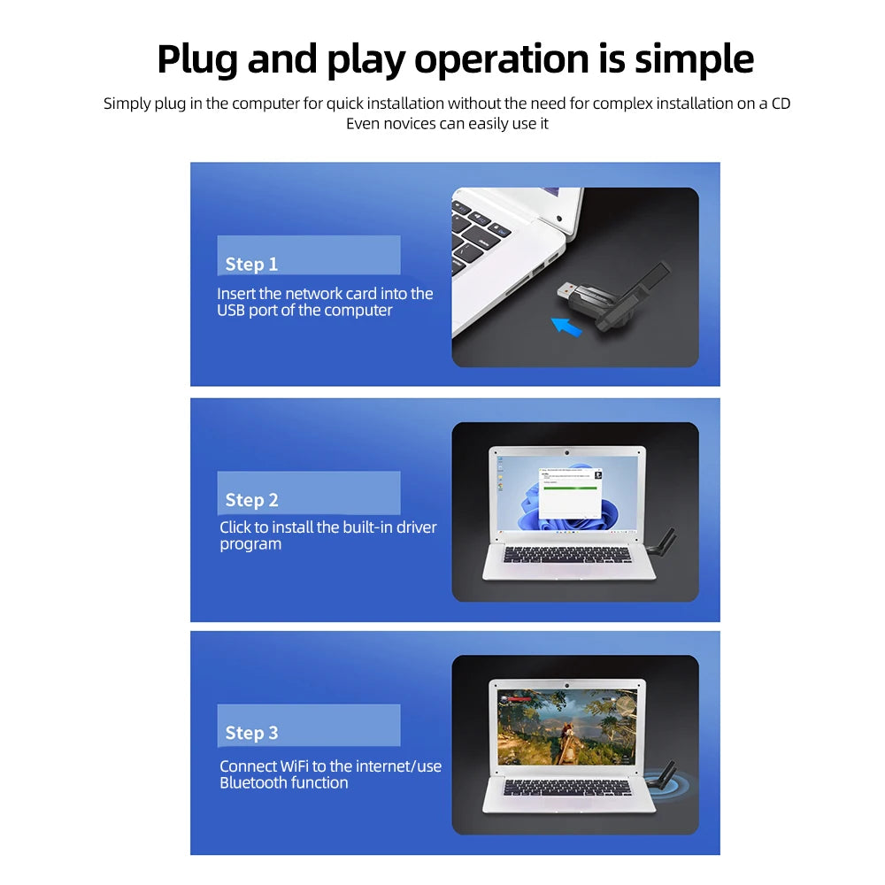 AX900 WiFi 6 USB Adapter Bluetooth 5.4 Dual Band 2.4G 5G Antennen WiFi6 USB Netzwerkempfänger Dongle Treiberfrei Win 10/11 für PC