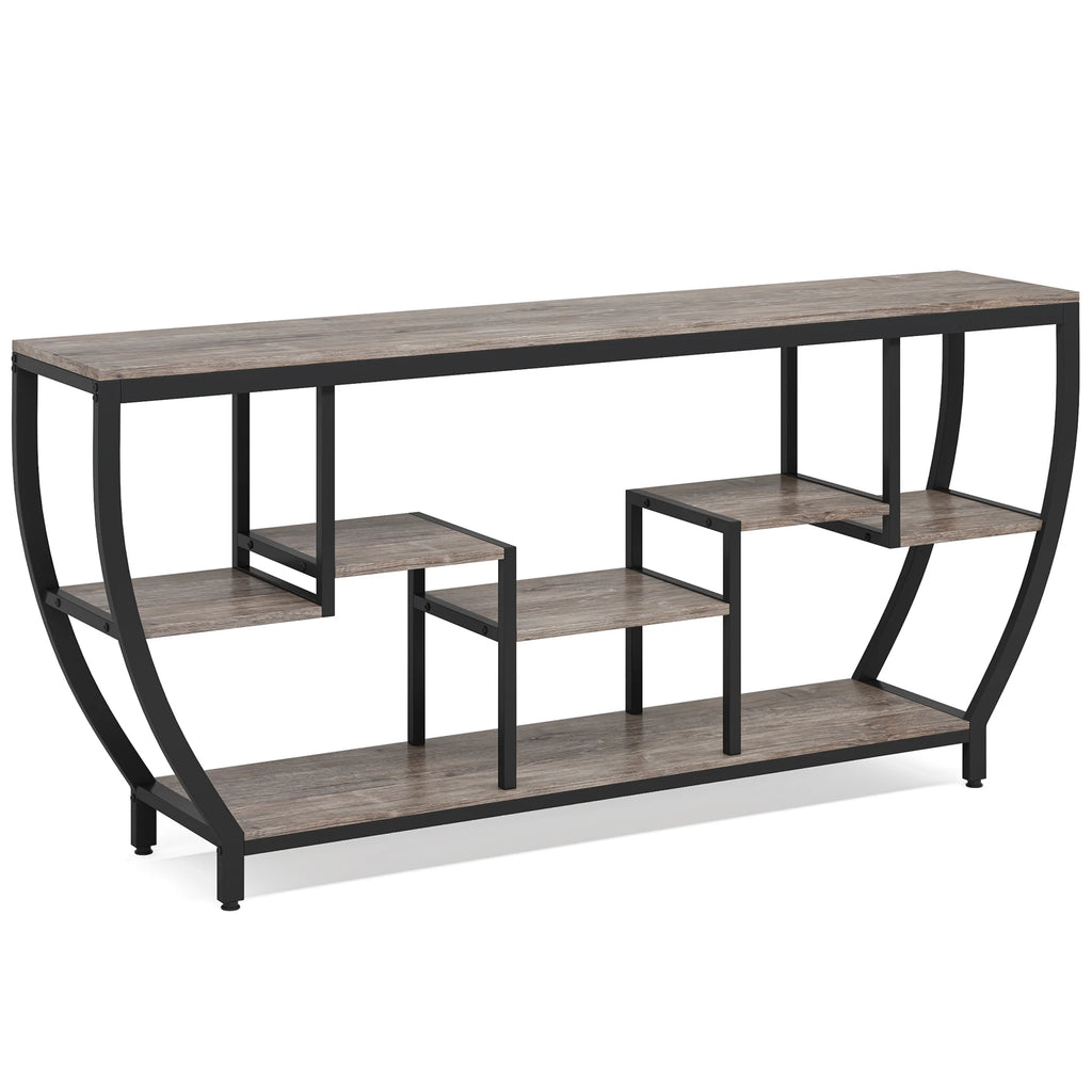Tribesigns 70.9 Inch Long Sofa Table with Shelves, Rustic Console Table with Storage, Industrial Entryway Table TV Stand