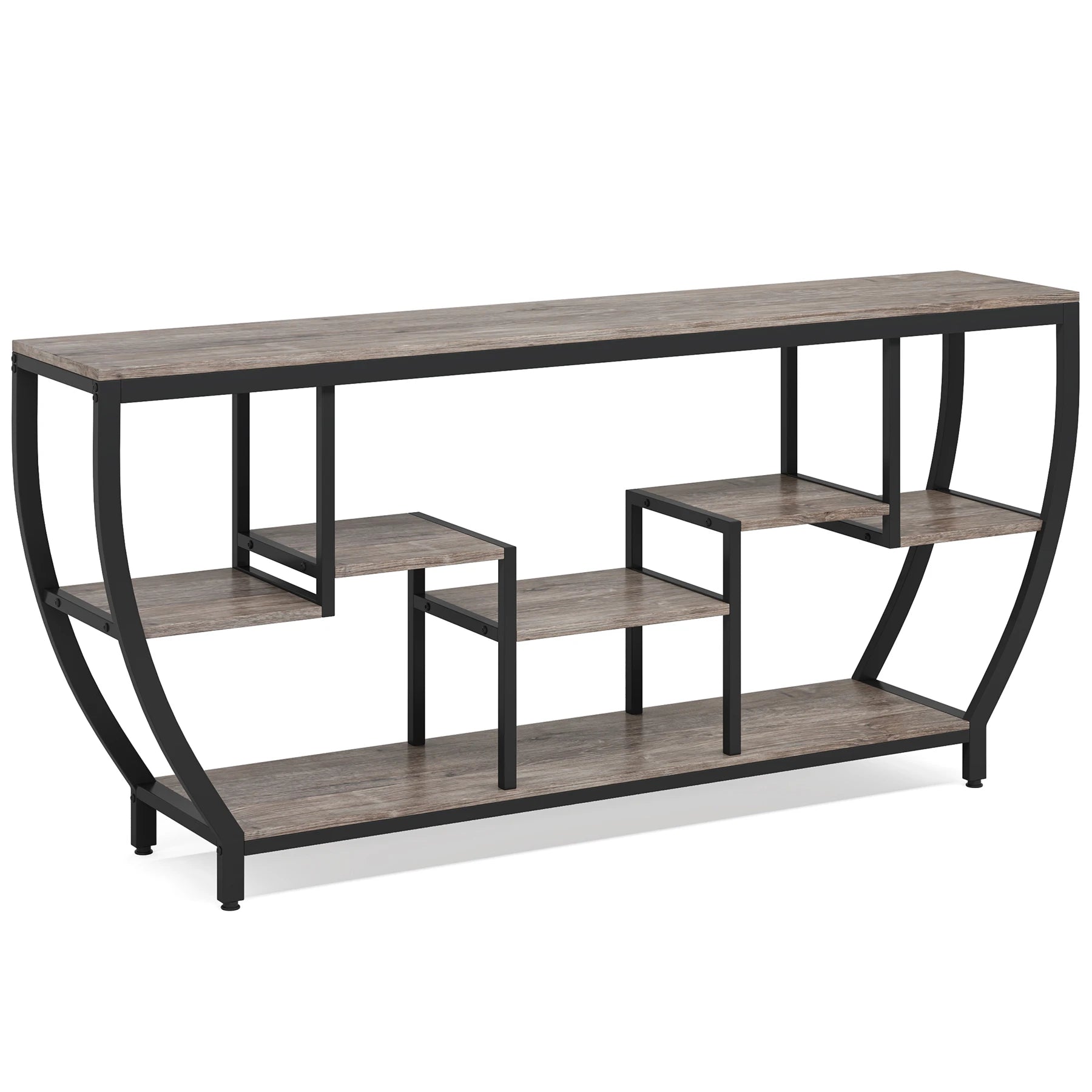 Tribesigns 70.9 Inch Long Sofa Table with Shelves, Rustic Console Table with Storage, Industrial Entryway Table TV Stand