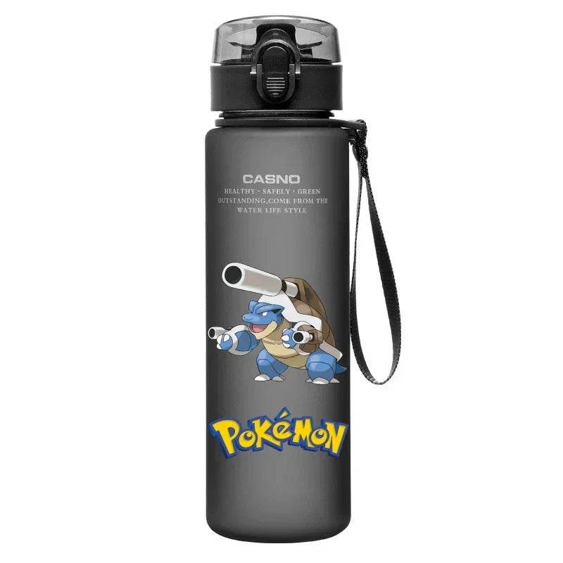 560ML Pokemon Water Cup Pikachu Mewtwo Gengar Portable Plastic Cartoon Outdoor Sports Large Capacity Travel Hiking Water Bottle