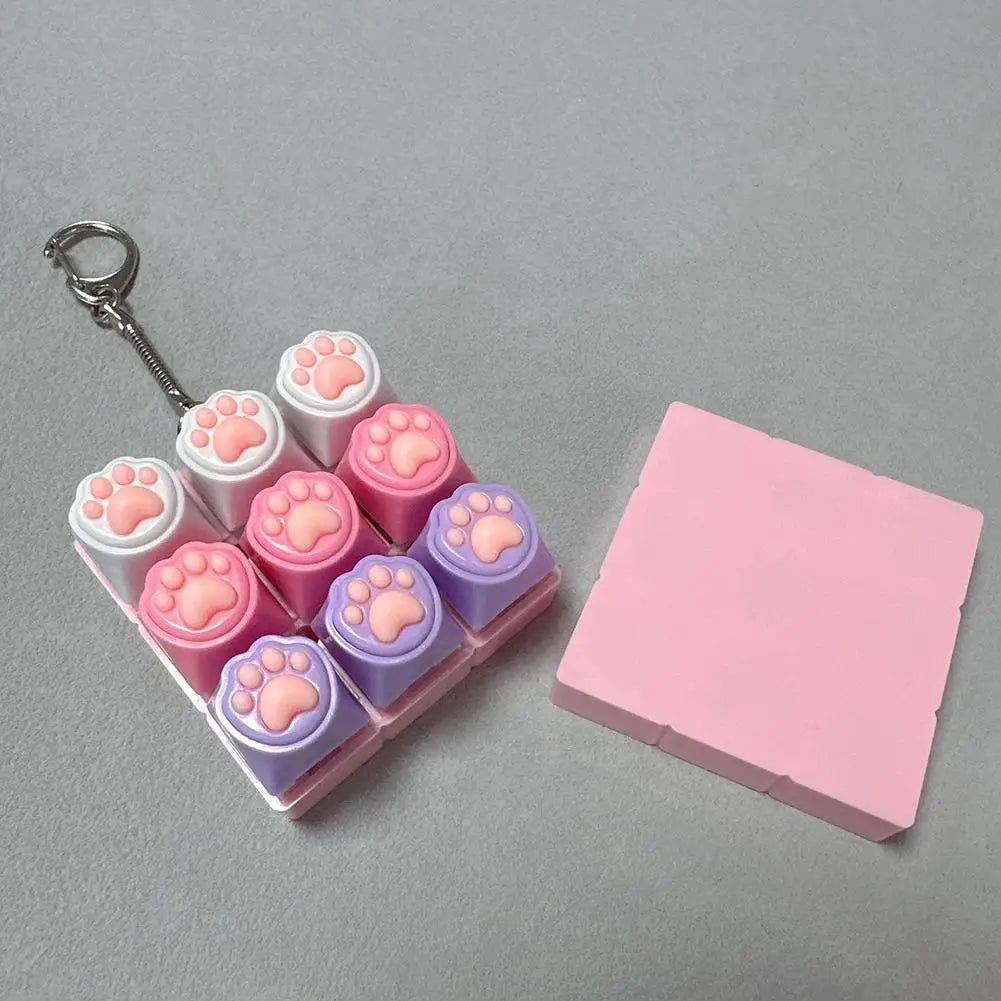 Cat Pawl Decompression 9 Keyboard Key Toy For Adults Antistress Toys Boys Girls Anti Stress Finger Keyboard Games Keychain