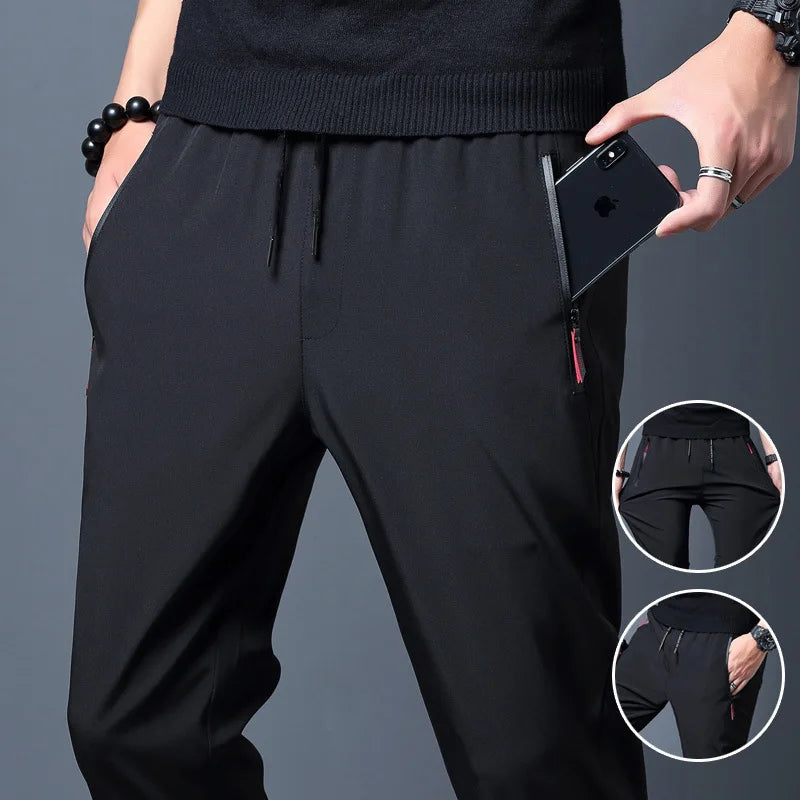 Men's Casual Pants Stretch Slim Fit Elastic Waist Jogger Korean Classic Blue Black Gray Male Brand Trousers Plus Size