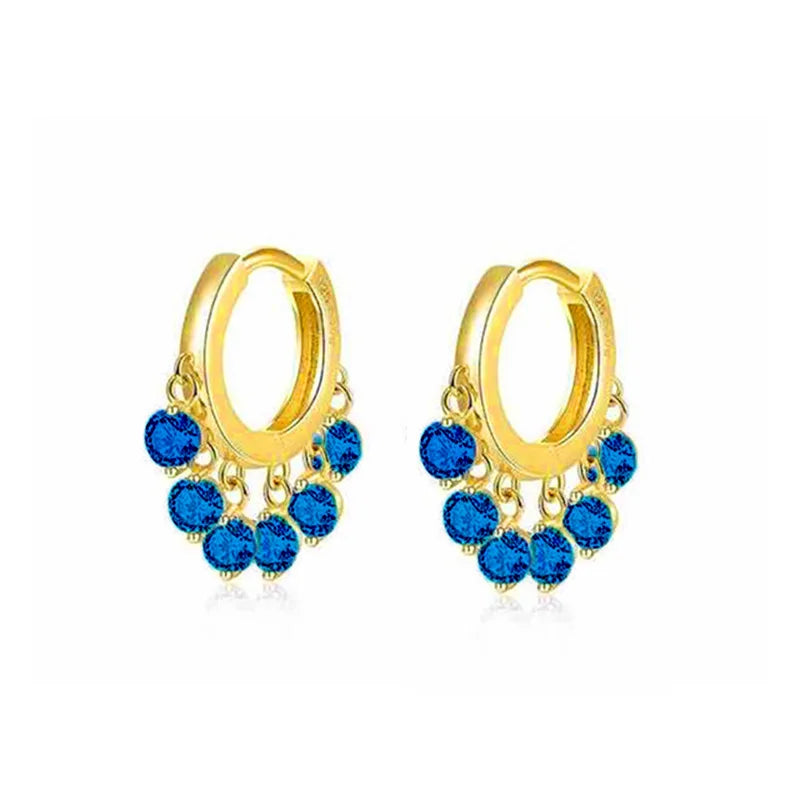 ENSHIR Colorful Cubic Zircon Tassel Hoop Earring for Women Dainty Gold Color Earrings Jewelry Wholesale