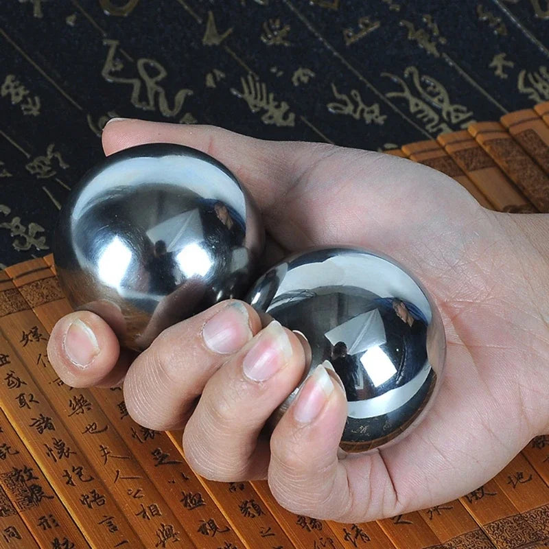 304 Stainless Steel Baoding Balls Set for Hand Exercise Stress Relief Therapy Massager Balls 2 Sizes 3.3cm and 3.8cm