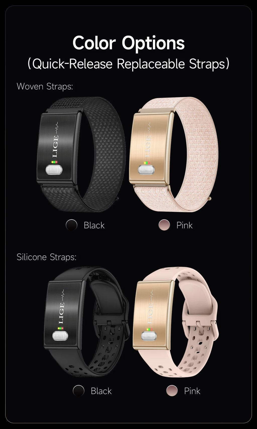 LIGE Fitness Tracker ECG+PPG SpO2 Sport Smart Bracelet Body Fat BMI Heart Rate Blood Pressure Monitor Pedometer Smartwatch Band