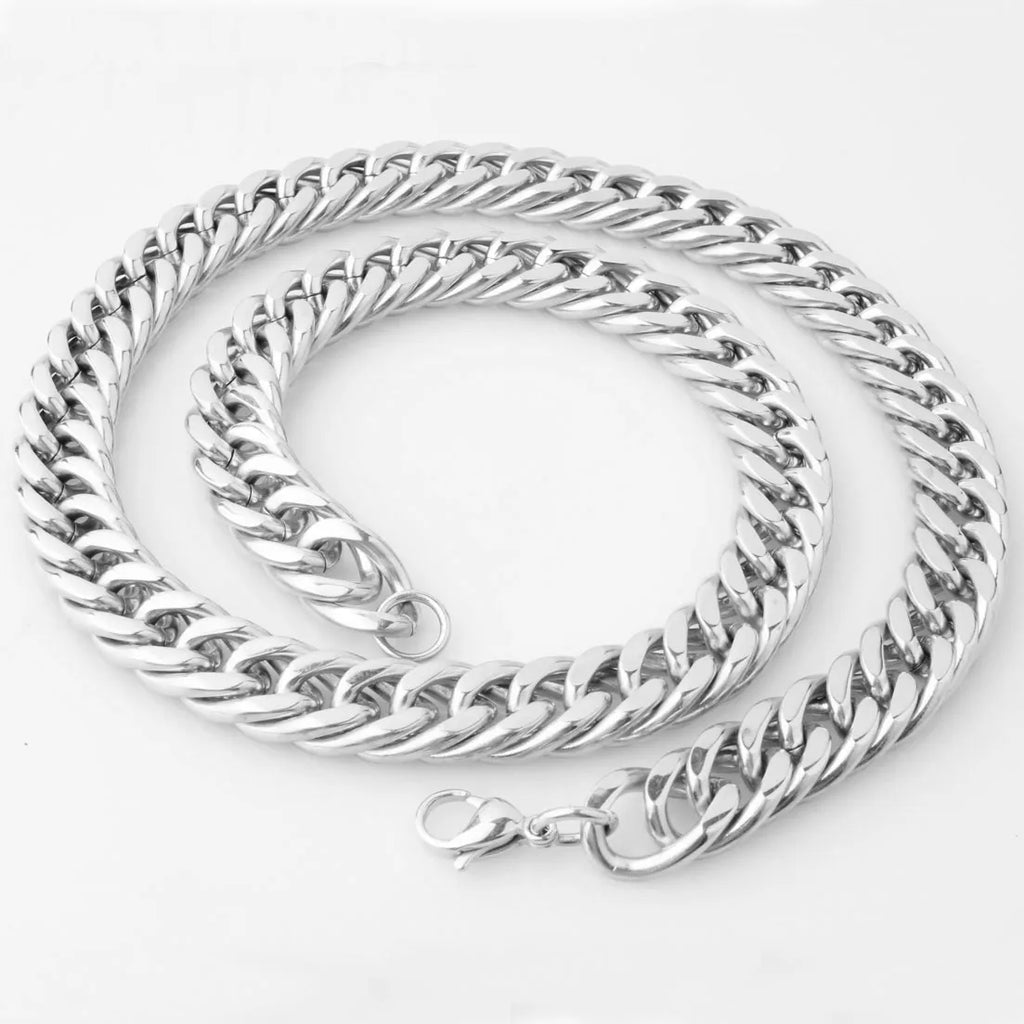 8/10/12/14/16/18mm Heavy Polished Silver Color Men's Chain 316L Stainless Steel Cuban Link Necklace Fashion Jewelry Gift