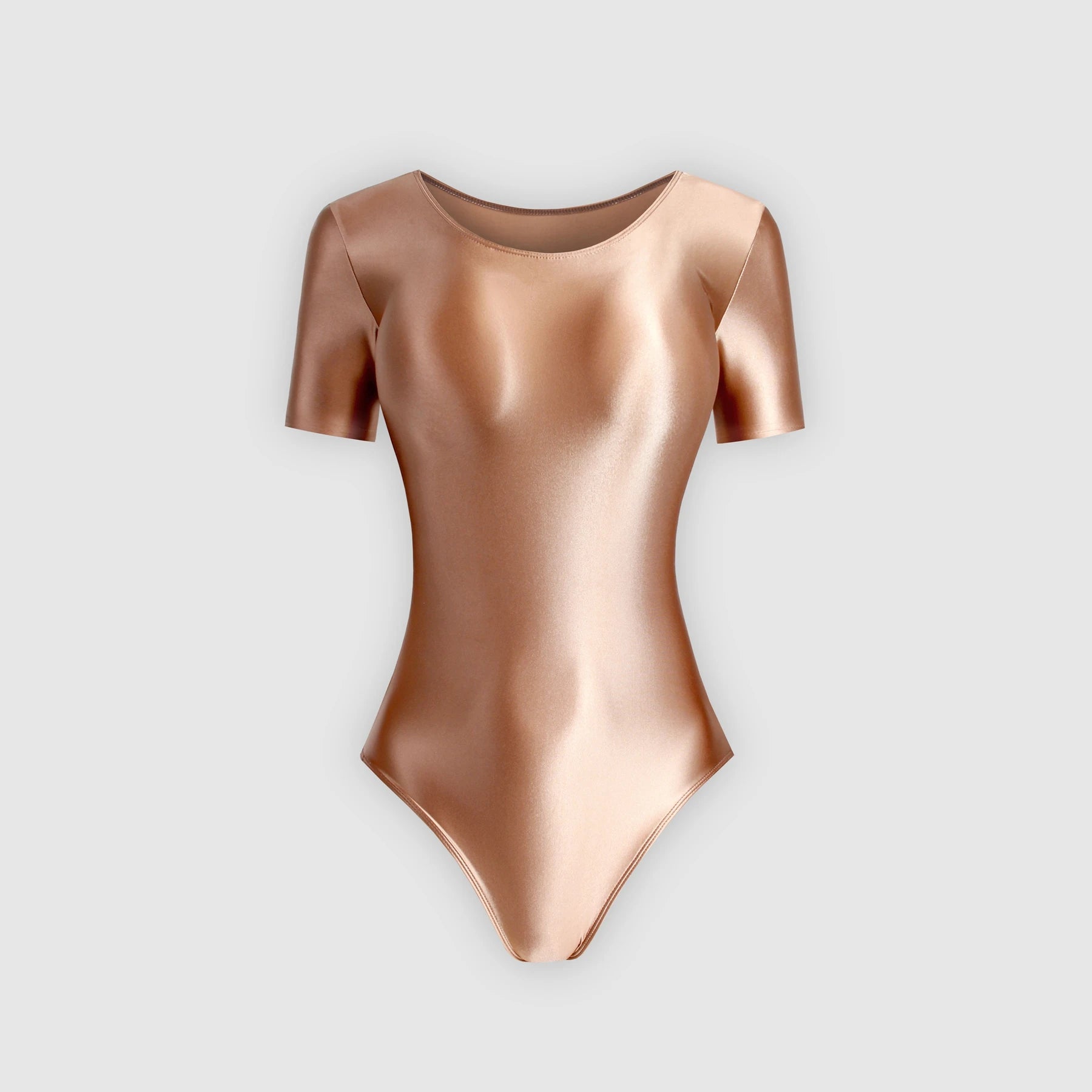 XClocKNYoung satin glossy tights T-shaped high fork short sleeve swimsuit Yoga sportswear mjinm solid color gymnastic suit