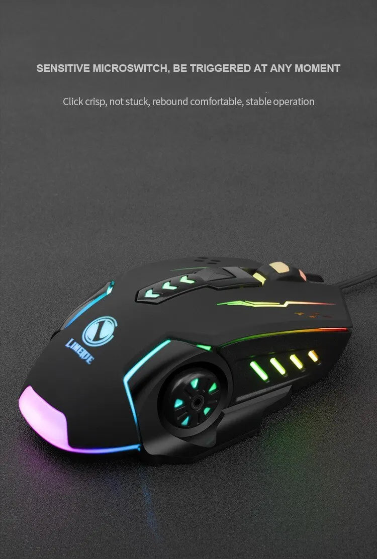 USB Wired Gaming Mouse Mechanical Mice USB Luminous Light Mouse Adjustable Optical Gamer Mouse for PC Computer Game