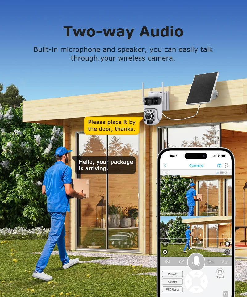 12MP 50X Zoom Dual Lens 4G SIM Solar Camera WIFI Outdoor Surveillance PTZ Human Detection Recording Security Night Vision Camera