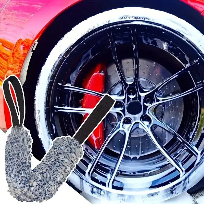 Wheel Rim Cleaning Brush, Car Wheel Wash Towel Brush, Soft Car Wheel Cleaning Brush,Plush Wheels Corner Car Drying Towel