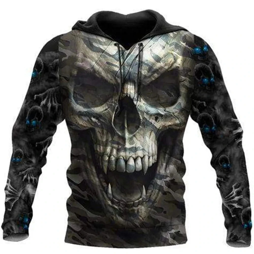 Vintage Skull 3D Print Hoodie Men/Women Casual Fashion Hoodies 2026 Pullover Sweatshirts Oversized Unisex Men Coat