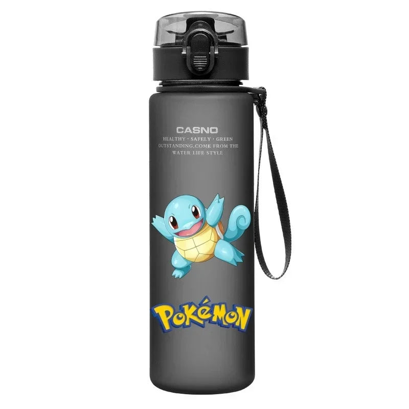 560ML Pokemon Water Cup Pikachu Mewtwo Gengar Portable Plastic Cartoon Outdoor Sports Large Capacity Travel Hiking Water Bottle