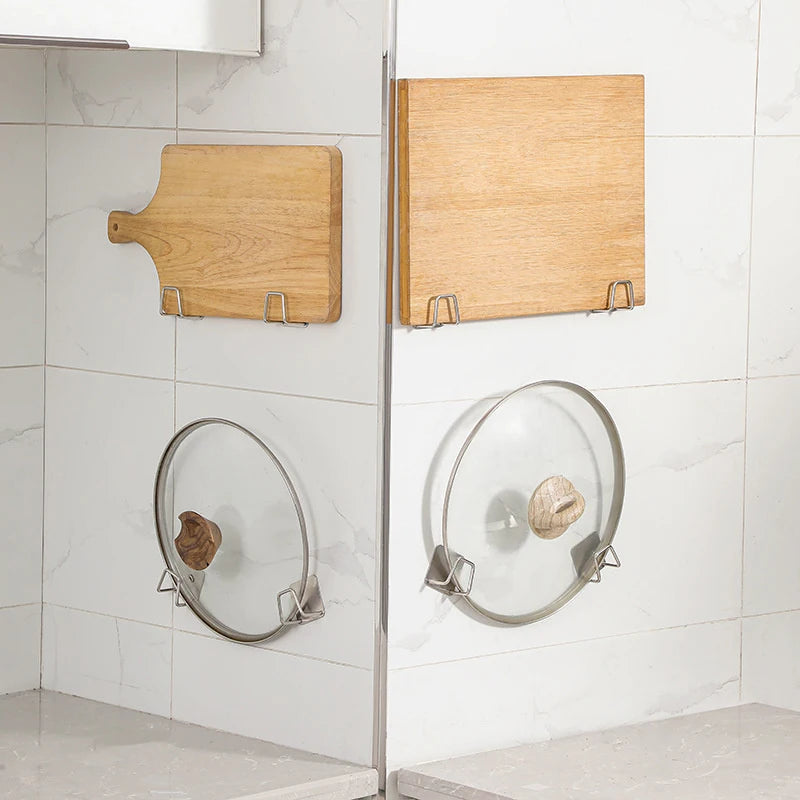 New 4PCS Kitchen Storage Rack Wall Mounted Pot Cover Rack Cabinet Bottom Cutting Board Rack Vegetable Board Storage Rack