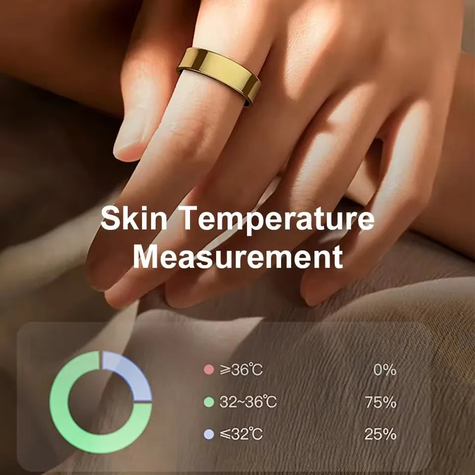 Slim Ring Mans Vroue met Laaikas, Hartklop Bloedsuurstof, Vel Temperatuur Monitor, 5ATM Waterdig vir Android iOS
