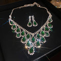 3 Pcs Inlaid Rhinestone Jewelry Sets for Women Fashion Pendant Necklaces Retro Drop Earrings Charms Wedding Accessories Set