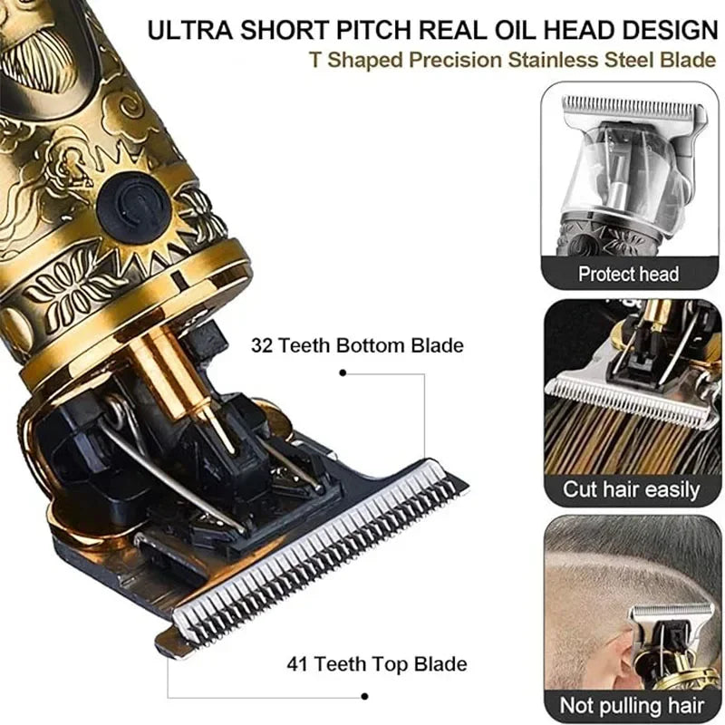 T9 Carving Vintage Hair Clipper For Mens Grooming Essential Tools USB Fast Rechargeable Beard Hair Trimmer Provide Precise Shave
