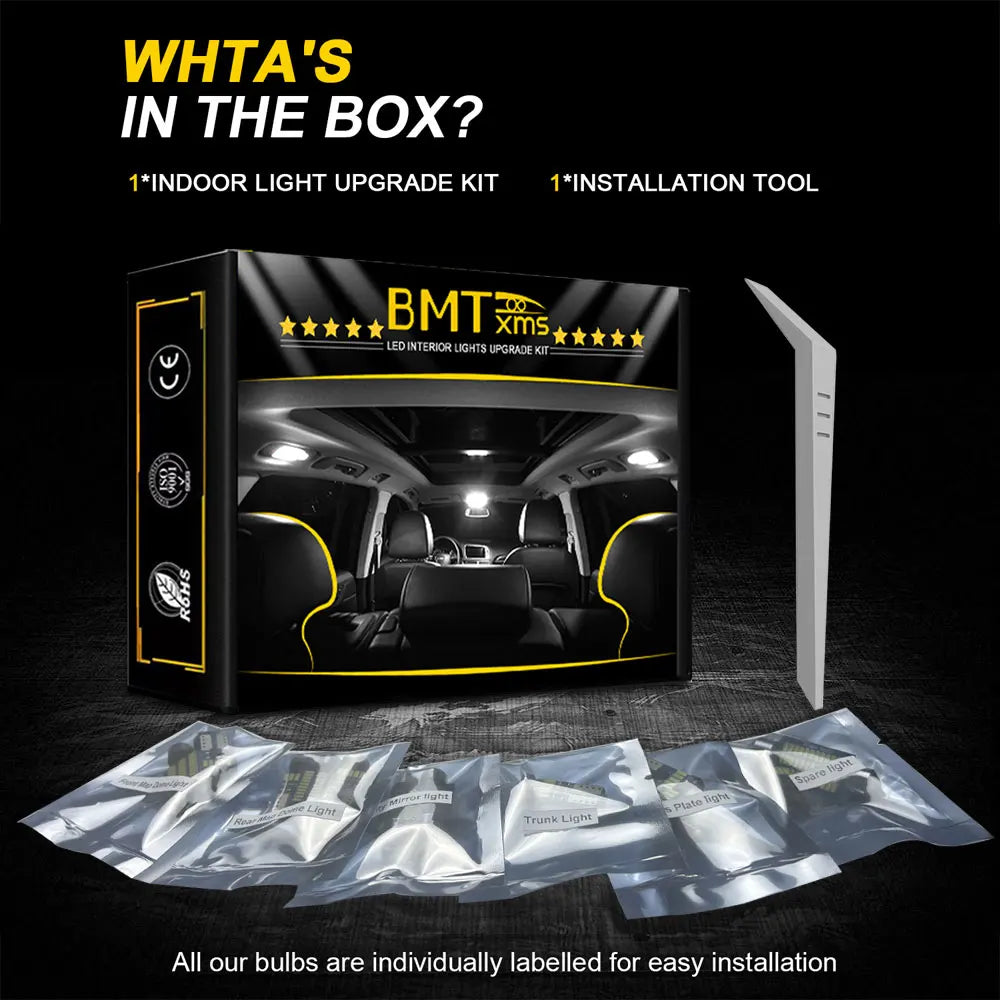BMTxms 15PCS LED Interior Light Bulb Kit For Volvo S80 2007-2013 2014 2015 2016 2017 Car Dome Trunk Vehicle Lamp Accessories