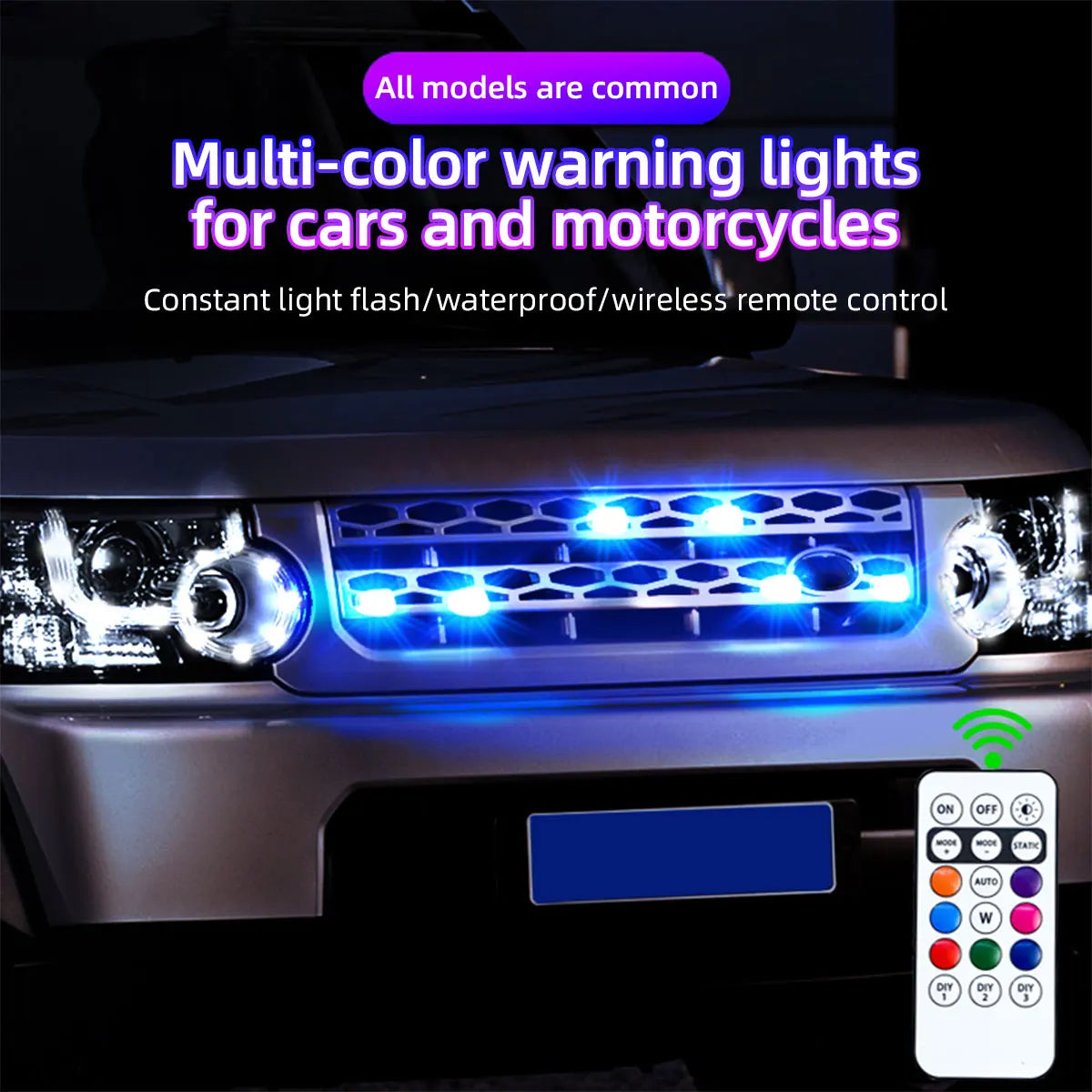 2/4Pcs Wireless Car Ambient Light Color Changing Car Interior Decorative Light with Remote Control Charging Car LED Strobe Light
