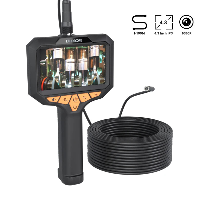 Draagbare Endoskoop 4.3'' Skerm 8mm Sonde 8LEDs Waterdigte Loodgieter Kamera 2M-100M Lugvaartverbindings Motorinspeksie Boorgatkyker