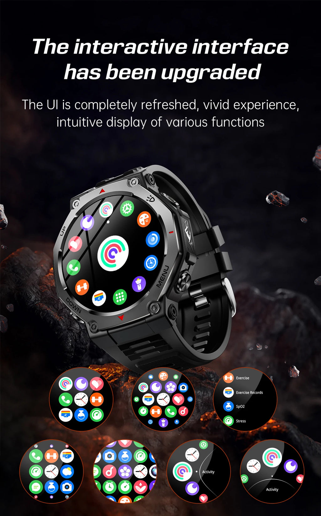 Smartwatch for iPhone Andriod,wireless call dialing,sports mode,incoming call and message push,fitness tracker,health monitoring