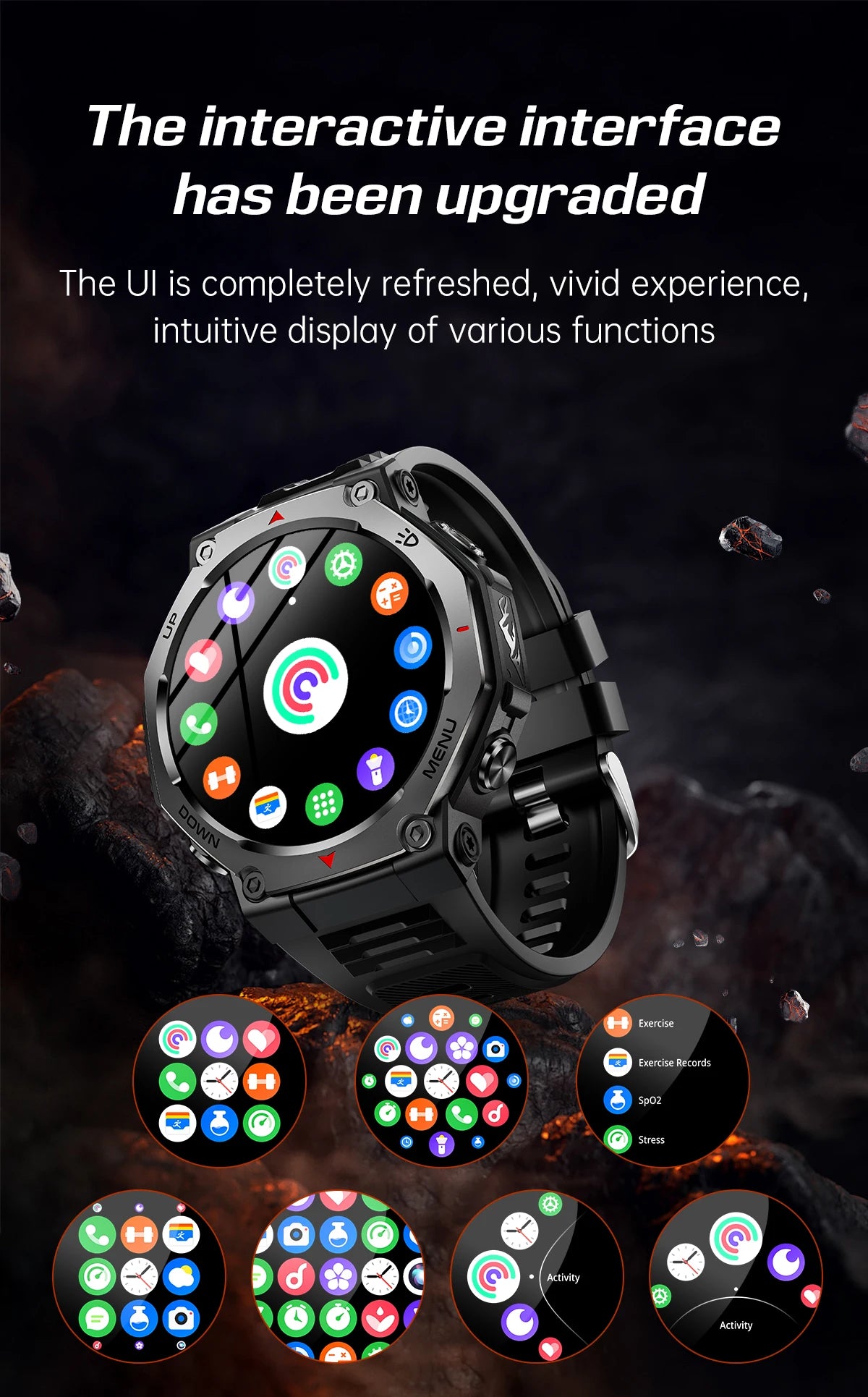 Smartwatch for iPhone Andriod,wireless call dialing,sports mode,incoming call and message push,fitness tracker,health monitoring