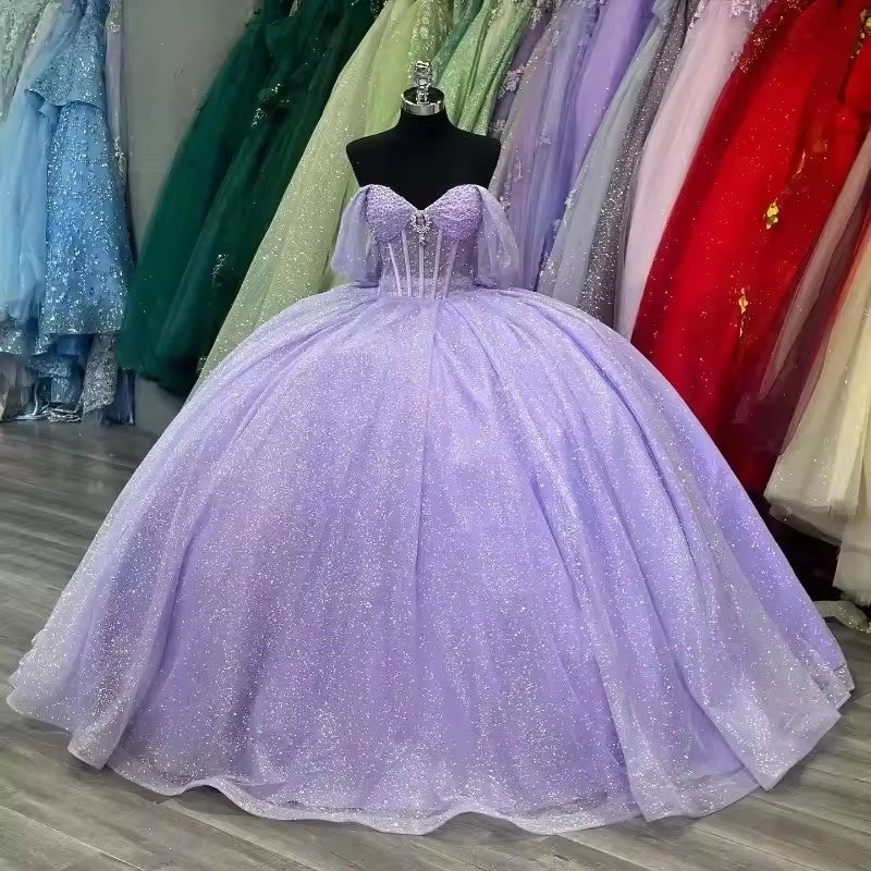2025 New Quinceanera Dresses Ball Gown Vestidos De 15 Anos Glittering Floor-length Cinderella Princess Party Dresses Customized