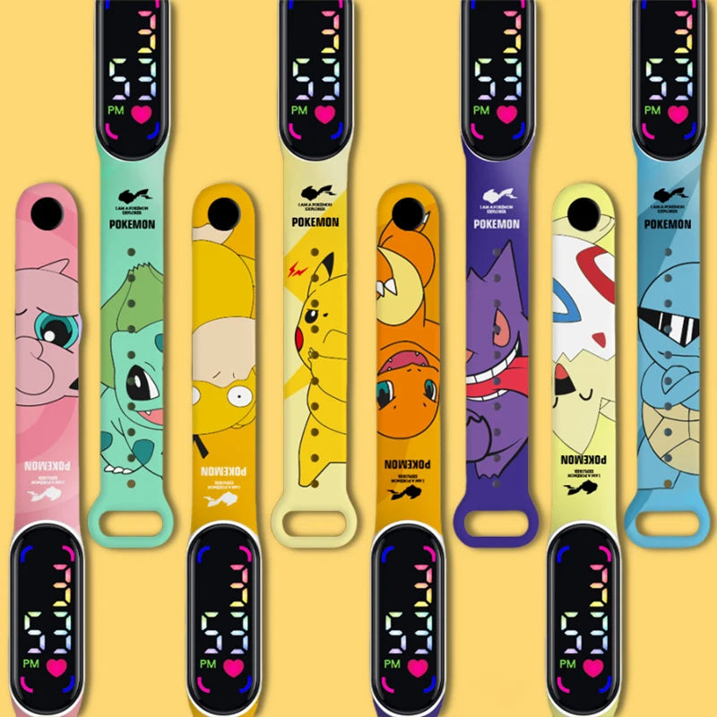 Strap LED Electronic Watch New Cute Anime Pikachu Gengar Waterproof Bracelet Fashion Boy Girl Digital Watches Birthday Gift