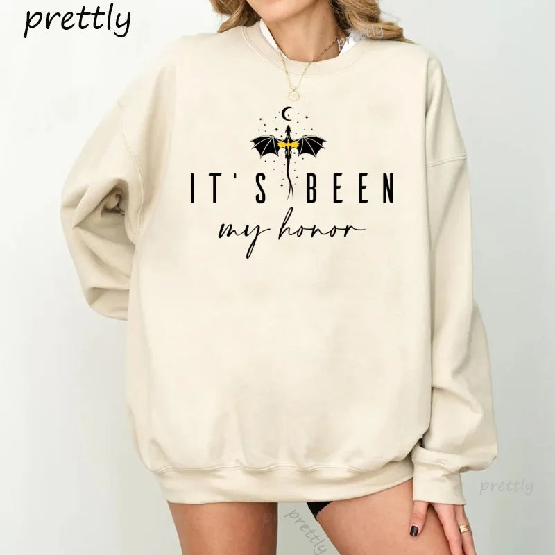Fourth Wing Sweatshirt Vintage Pullover Dragon Rider Bookish Hoodies Fantasy Book Lover Streetwear Long Sleeve Women's Clothing