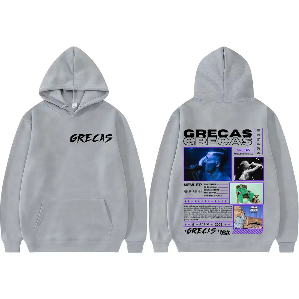 Rapper Grecas Album Tour 2025 Graphic Hoodies Men Women Harajuku Street Hip Hop Hoodie Loose Vintage Long Sleeve Sweatshirt Tops