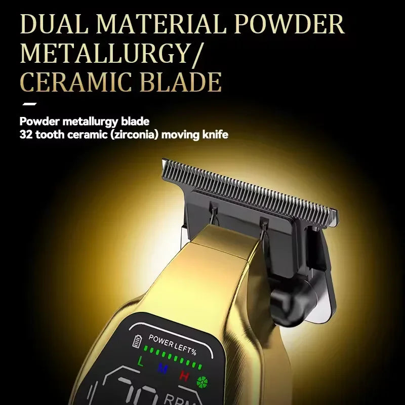 Kemei KM1697 Hair Trimmer for Men 9000RPM 9W Full Metal DLC Blade LED Display Zero Gapped Professional Trimmer Finishing Machine