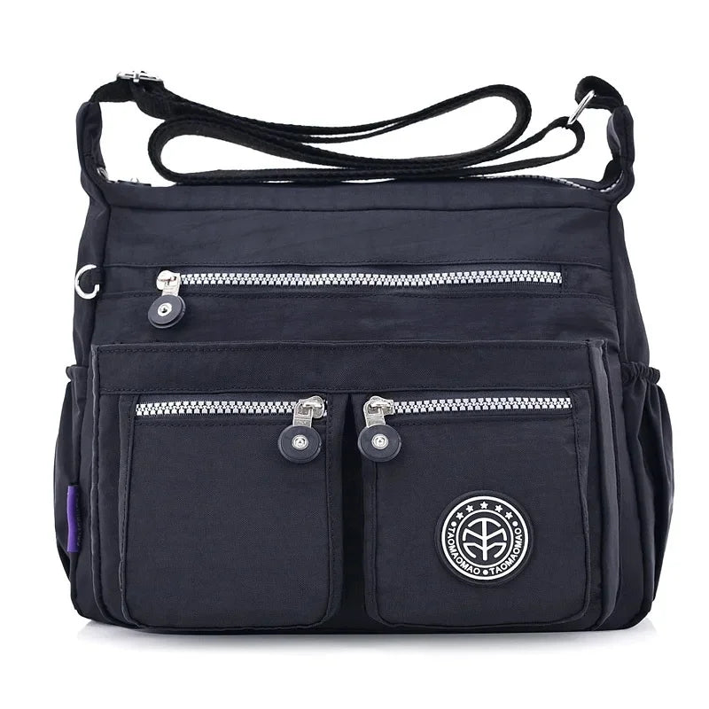 Versatile Waterproof Nylon Single Shoulder Bag for Women Lightweight Travel Crossbody Bag with Internal Zipper And Polyester Lin