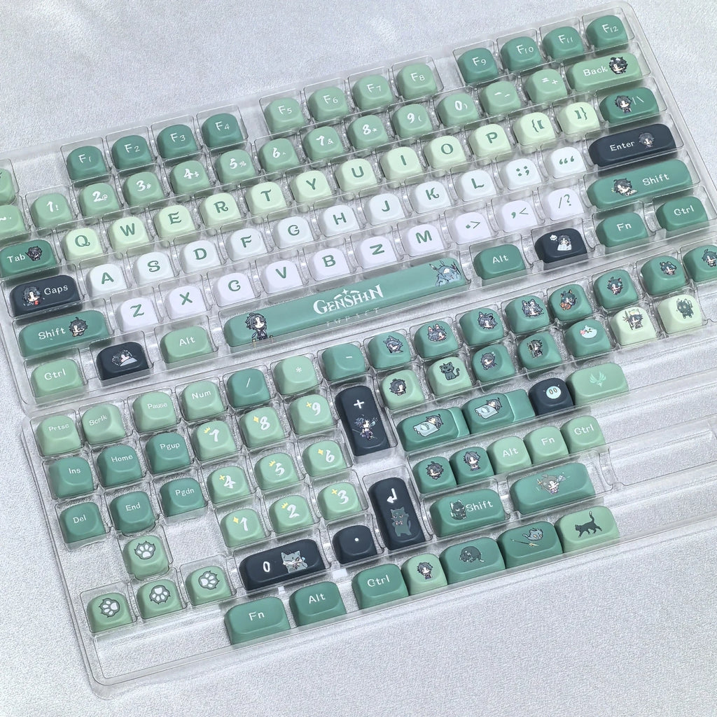 Genshin Impact Furina Keycaps 137 Keys MOA Profile Focalors PBT Five-sided Sublimation Keycap Set for DIY Mechanical Keyboard