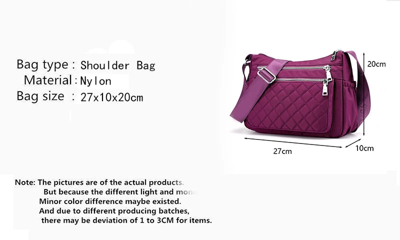Yogodlns Women Nylon Shoulder Bag Waterproof Multi-pocket Zipper Bag Ladies Travel Messenger Bag For Designer Bolsa Feminina