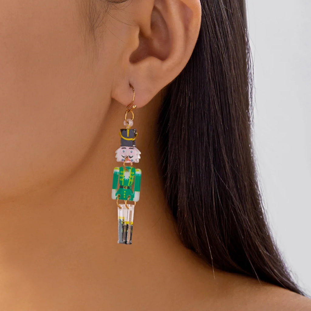 Christmas Acrylic Heart Santa Claus Deer Candy Crutch Xmas Tree Soldier Drop Earrings Cute Holiday Jewelry For Women Men Gifts